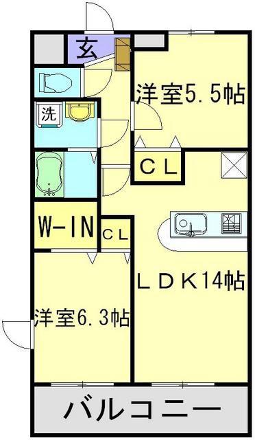 ウィステリアWISTERIA(2LDK/4階)の間取り写真