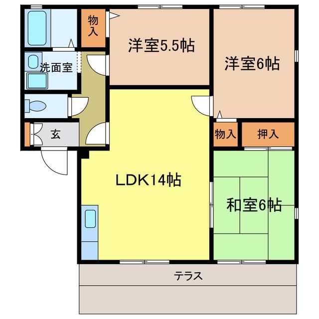 ディアス千代田(3LDK/1階)の間取り写真
