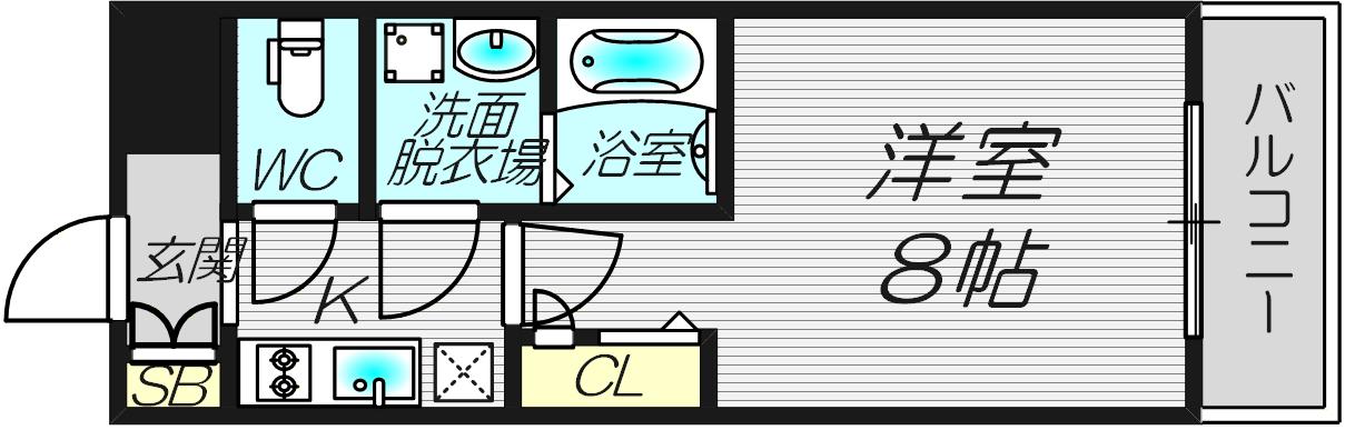 プレサンス梅田(1K/2階)の間取り写真