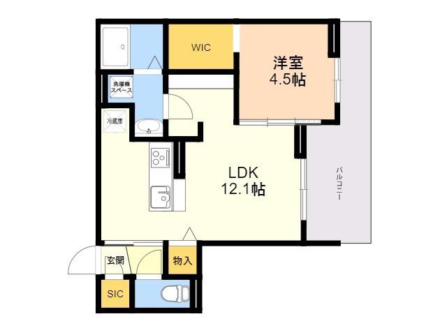 ルミナス空港東(1LDK/3階)の間取り写真