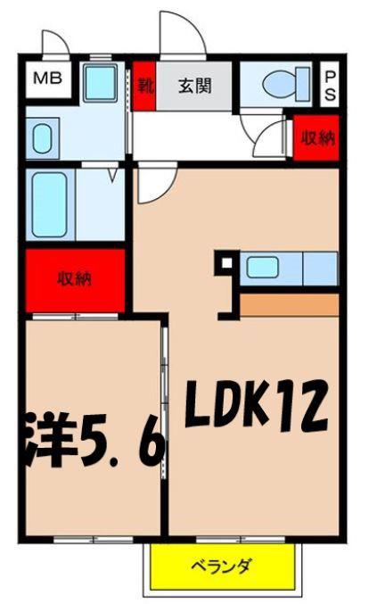 メゾンエテルネル(1LDK/2階)の間取り写真