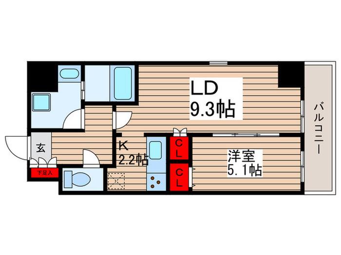 BLAU本所一丁目(1LDK/8階)の間取り写真