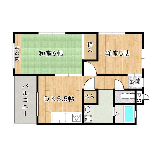 丸源ビル(2DK/3階)の間取り写真