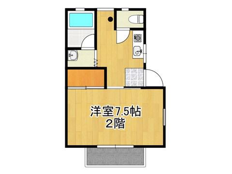 スモールフォレスト B棟(1K/2階)の間取り写真