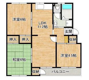 ひよどり台2団地14号棟(3LDK/2階)の間取り写真