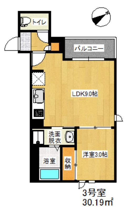 REGALEST 井尻(1LDK/3階)の間取り写真