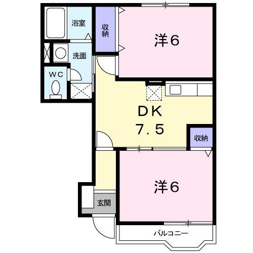 フラワーズA(2DK/1階)の間取り写真