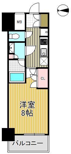 ブランシエスタ西宮(1K/5階)の間取り写真