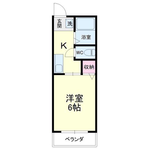 メゾン大原(1K/2階)の間取り写真
