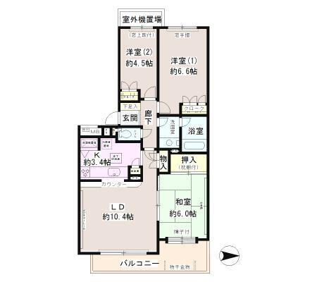松戸小金台パ-クホ-ムズ(3LDK/1階)の間取り写真