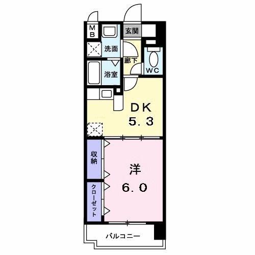 PLEASURES(1DK/6階)の間取り写真