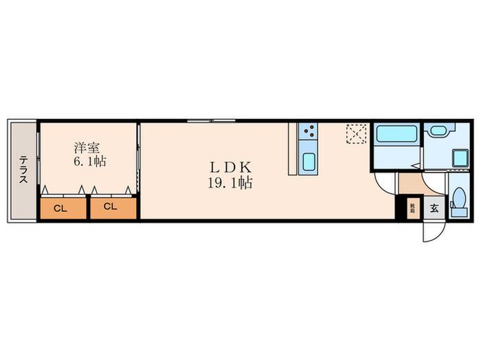 プロスペリタ西京極(1LDK/1階)の間取り写真
