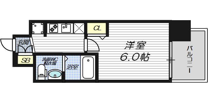 エグゼ大阪ドーム(1K/6階)の間取り写真