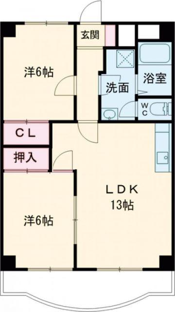 オリエンタルハイツ(2LDK/2階)の間取り写真