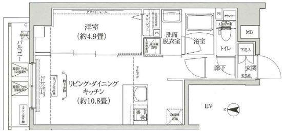 アイル プレミアム東京西新井(1LDK/5階)の間取り写真