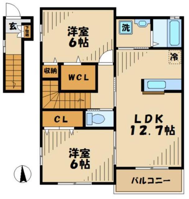 PARKHOUSE パークハウス(2LDK/2階)の間取り写真
