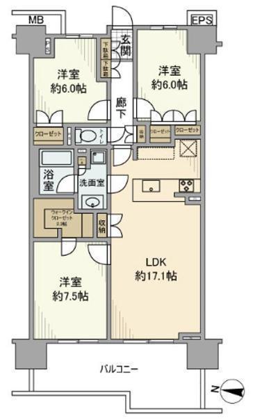 ガレリアヴェール(3LDK/3階)の間取り写真