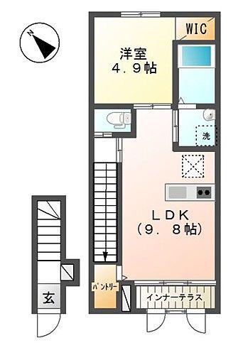 エリンコート(1LDK/2階)の間取り写真