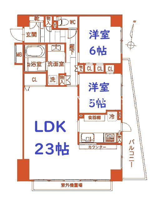 ネオマイム鶴見デュークレア壱番館(2LDK/3階)の間取り写真