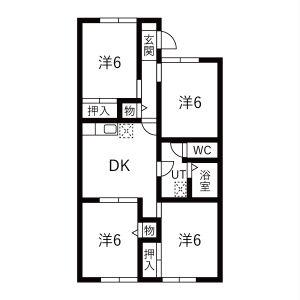 セジュール桂 B(4DK/1階)の間取り写真
