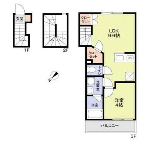 WOODCREST沼袋RESIDENCE(1LDK/3階)の間取り写真