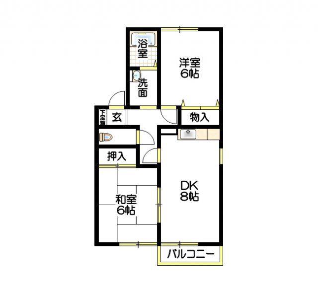 セジュールF(2DK/2階)の間取り写真