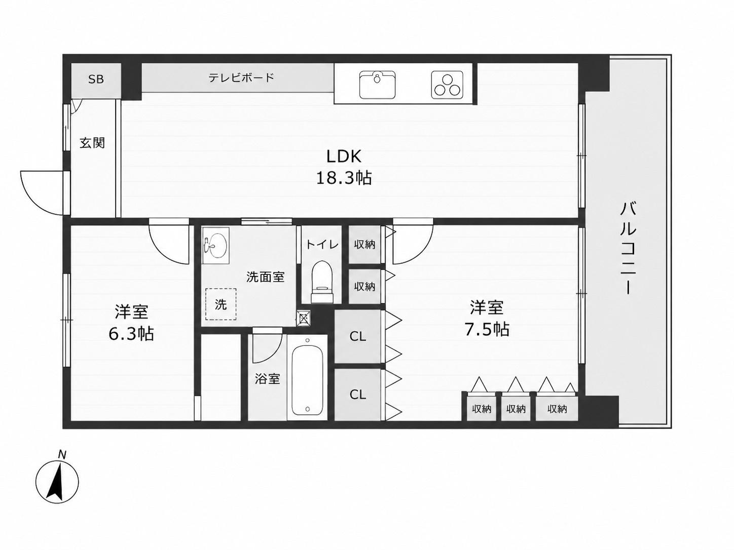 アーバンビュー宇品フェアパーク(2LDK/12階)の間取り写真