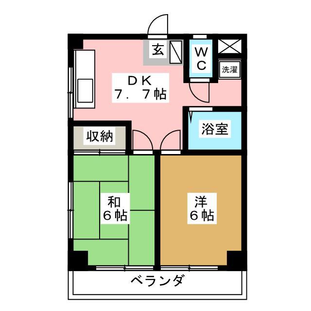 プロスパー(2DK/2階)の間取り写真