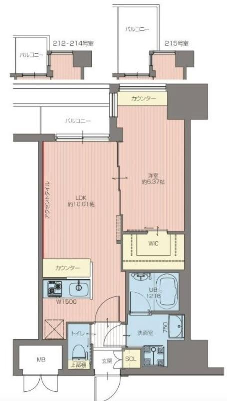 VINOプレジオ本町 9-14F(1LDK/3階)の間取り写真