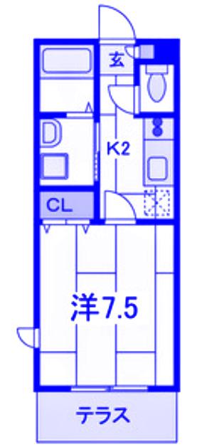 K.M.H.COURTTERRACE(1K/2階)の間取り写真