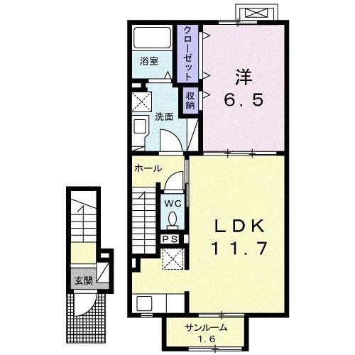 スマイルセレクト(1LDK/2階)の間取り写真