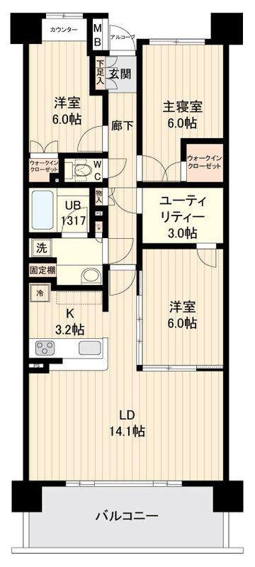 リーベスト西千葉(3LDK/3階)の間取り写真