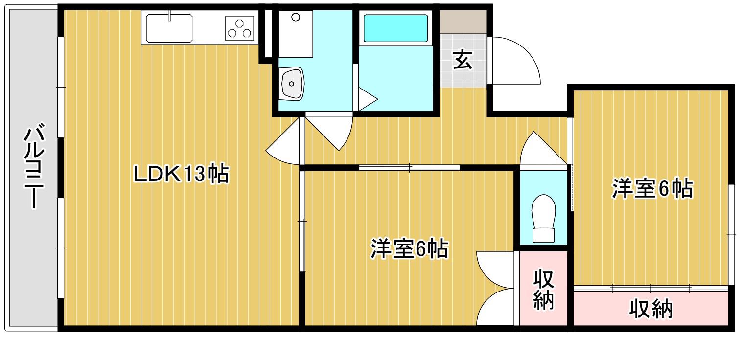 風はいつII(2LDK/2階)の間取り写真