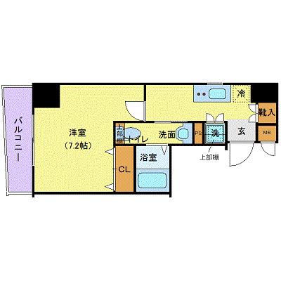 ガリシア日本橋水天宮II(1K/4階)の間取り写真