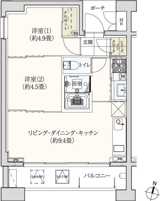 イグレクス(2LDK/7階)の間取り写真