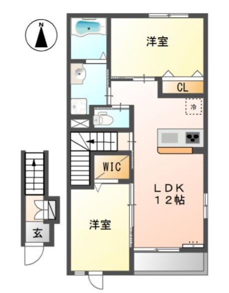 エクセル・ヴィラA(2LDK/2階)の間取り写真