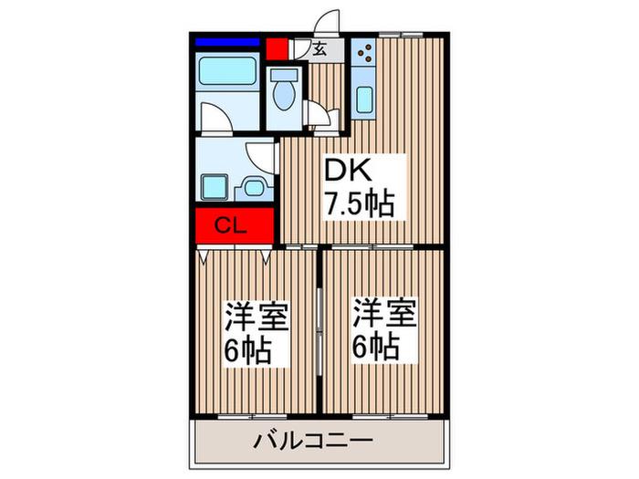キャピタル南越(2DK/4階)の間取り写真