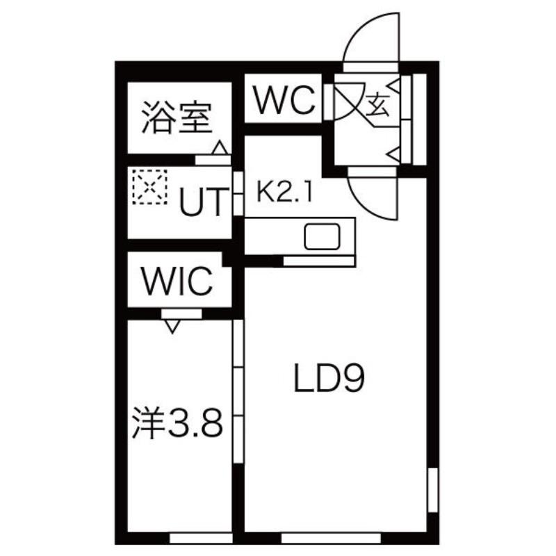 ガーディアン発寒(1LDK/4階)の間取り写真