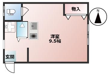 山仙ビル(ワンルーム/4階)の間取り写真