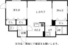 GRAN BACH麻生(2LDK/1階)の間取り写真