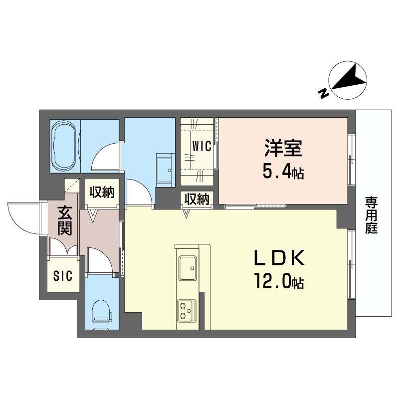 グリナージュ(1LDK/1階)の間取り写真
