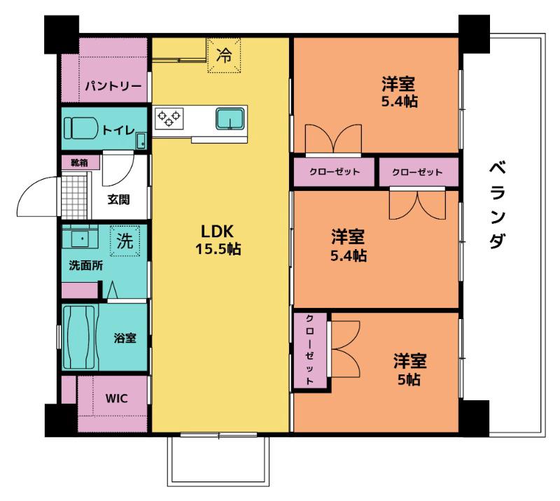 ESAN TERRACE登川II(3LDK/6階)の間取り写真