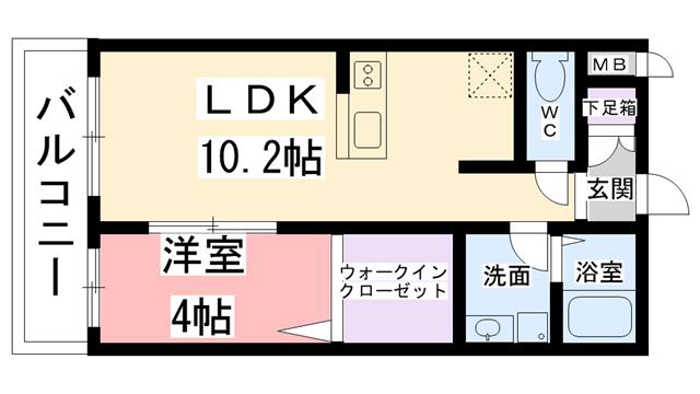 プレミール北信太(1LDK/1階)の間取り写真