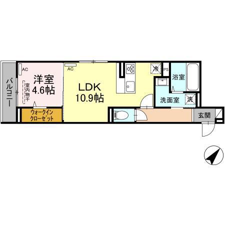 D-RESIDENCE多治米N(1LDK/2階)の間取り写真