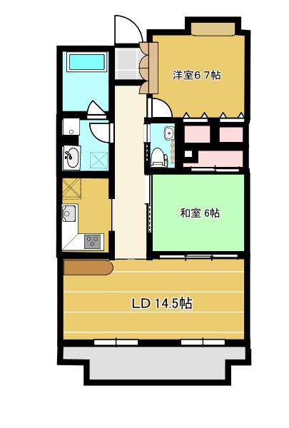 サンライズ水墨公園(2LDK/11階)の間取り写真