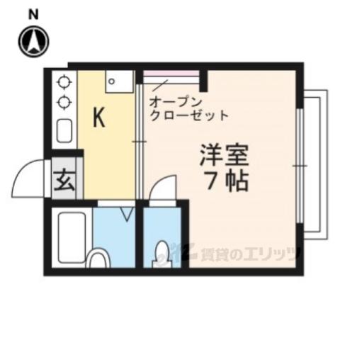 パークハイツゆあさ(1K/2階)の間取り写真