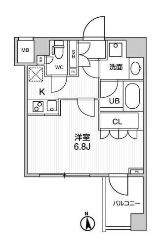 THE RESIDENCE 神楽坂II(1K/4階)の間取り写真