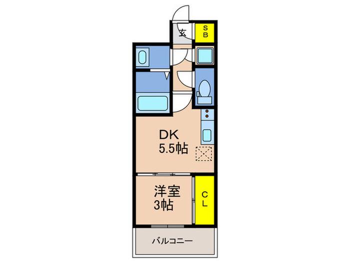 セレニテ神戸ミラク(1DK/3階)の間取り写真