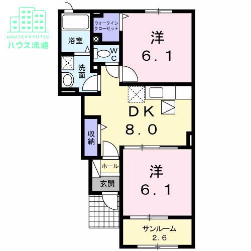 アンアザレア II(2DK/1階)の間取り写真