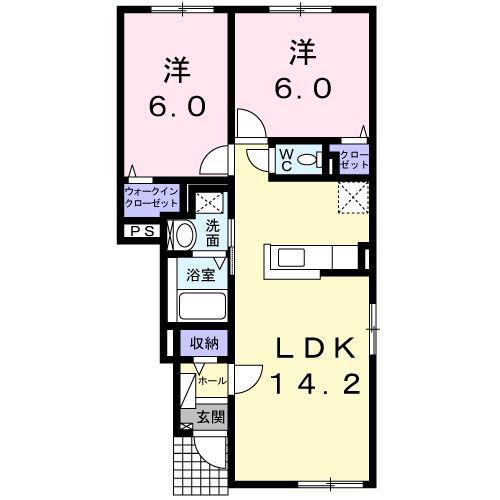 プラチナ バレー(2LDK/1階)の間取り写真